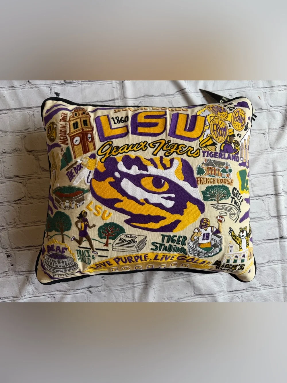 LSU Pillow Louisiana State University Embroidered Decorative Throw Pillow New